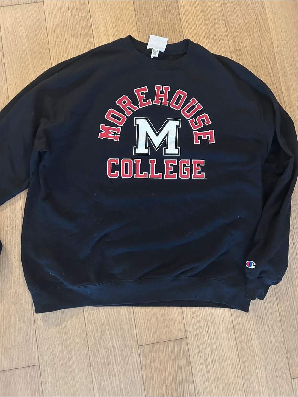 Champion Black Morehouse College Crewneck Sweatshirt with Red & White Logo